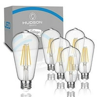 Vintage LED Edison Light крушки, Watt, 4000k дневна бяла крушки - 60W еквивалент - E Base - Filament Club Cut - Non -Dimmable - Pack