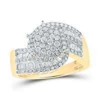 Женски твърд 10kt жълто злато кръгло диамантен клъстер пръстен CTTW Размер на пръстена 6