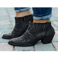 Tenmi дамски ботуши блокират токчета официални ежедневни обувки от среден връх комфорт ботуши пета с пета черно 8