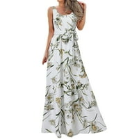 Летни рокли за жени с флорален принт без ръкави дълъг елегантен свободен за парти макси рокля
