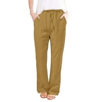 Женски твърд цвят свободен небрежен еластичен памучен панталон с панталони с талия на талията