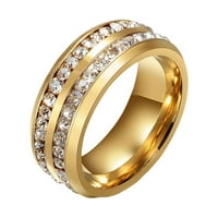 Аксесоари звъни два реда пълни диамантени пръстени Мъжки и женски универсални пръстени Злато 11