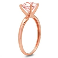 0. CT блестящ кръгъл разрез Симулиран розов диамант 14K розов златен пръстен за пасианс SZ 4.5