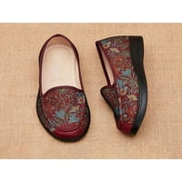 Lumento дамски ежедневни обувки комфортни мокасиви флорални апартаменти модни бродирани обувки ходещи леко плъзгане на помпи червено 5