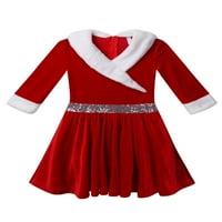 Msemis деца момичета Коледа г -жа Дядо Коледа костюм фигура лед кънки рокля червено 6