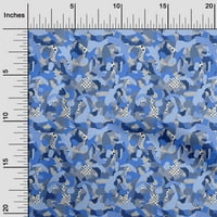 OneOone Silk Tabby Средно синя тъкан абстрактно DIY Облекло квилинг плат за печат от печат по двор широк