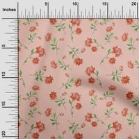 Oneoone Georgette Viscose Peach Fabric Flower & Leaves Watercolor Diy Clothing Quilting Fabric Print Fabric By Yard E Wide