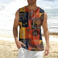 Мъже резервен горен пролет лятна ваканционна жилетка риза с теглене отпечатани с голям размер без ръкави отгоре