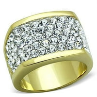 Дамски пръстени двутонен IP злато 316L пръстен от неръждаема стомана с кристал от най-висок клас в прозрачен TK1545