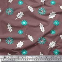 Soimoi Cotton Voile Fabric Star & Holly Leaps Print Fabric край двора