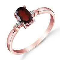 Galaxy Gold 14k твърд розов златен пръстен с естествени диаманти и гранат с овална форма - размер 5.5
