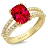 3.96ct възглавница отряза розово симулиран турмалин 18k жълто злато гравиране на изявления Булчински годишнина Ангажимент Сватбен пръстен Размер 8