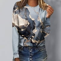 Женски есенни ризи с дълъг ръкав ризи флорални принта кръгла шия блузи туника топ леки пуловер ежедневни ризи