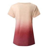 Дамски ризи модни разхлабени ежедневни градиенти v шия къса ръкав блуза женски върхове, розово, l