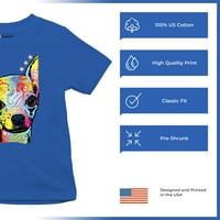 Tee Hunt Dean Russo Сладък чихуахуа младежка тениска неонова цветна кучешка деца, синьо, средно