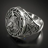 Пънк сребърен вълк ръчен модел мъжки пръстен личност модни бижута пръстени --- o3a5