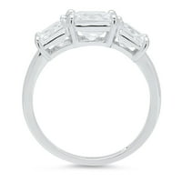 4. CT Brilliant Square Emerald Cut Clear Simulated Diamond 18K бяло злато тритонен пръстен SZ 7.25