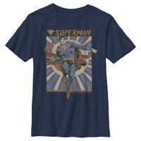 Момче Superman Classic Hero поза Графичен тройник син синьо среда
