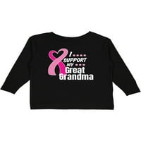 Информация за инктастичен рак на гърдата Подкрепям моето праг баба подарък за малко дете или тениска за момиче с дълъг ръкав