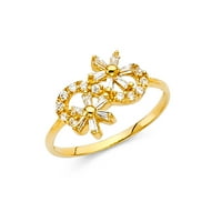 Бижута 14k жълто злато кубик циркония CZ модна годишнина с размер на пръстена 12