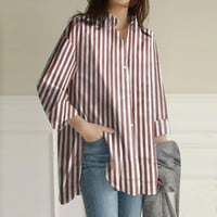 Риза за жени с дълъг ръкав небрежен ръкав раиран отпечатани релета ризи ризи