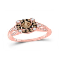 Jewels 14kt розово злато дамски кръг кафяв диамантен пасианс булчински сватбен годежен пръстен cttw