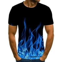 На просвет плюс размери тениски за мъжки къс ръкав 3D пламък отпечатан екипаж