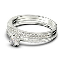 Ослепителен минималистичен 1. Карат класически кръгъл диамант Diamond Moissanite Достъпен годежен пръстен, сватбен пръстен In10k Твърдо бяло злато, идея за подарък за минимална жена, трио комплект, съвпадаща