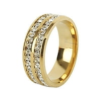 Аксесоари звъни два реда пълни диамантени пръстени Мъжки и женски универсални пръстени черни 11