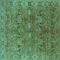 Ahgly Company Machine Pashable Indoor Square Oriental Turquoise Blue Traditional Area Cugs, 3 'квадрат