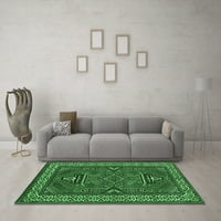 Ahgly Company Indoor Round Geometric Emerald Green Traditional Area Rugs, 4 'Round