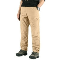 Puawkoer Mens Fashion ежедневни мулти джобни закопчалки от цип мъжки товарни панталони на открито панталони панталони Мъжки модни l Khaki