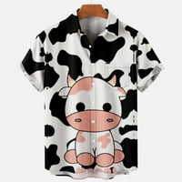 Тениски за бутони за мъже плюс размер тениски отгоре, ежедневни 3D печат на животни с къс ръкав риза блуза блуза