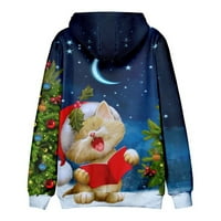 Cuhas Winter Hoodies for Men Коледен моден печат Разхлабете и Wo Суичър с пуловер с дълъг ръкав