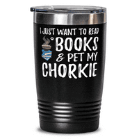 Chorkie Avid Book Reader 20oz Tumbler Travel Mug смешно куче мама подарък
