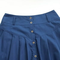 Небрежна линия пола с висока талия с джобни копчета женски реколта макси свободни поли на лети пролетни шикозни поли