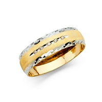 Jewels 14K бял и жълт златен пръстен с два тона мъжки кубичен циркония CZ годишнина сватбена лента с размер 9,5