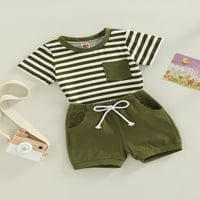 Gwiyeopda Toddler Baby Boy Summer Striped тениска върхове солидни цветни къси панталони ежедневни тоалети