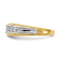 14K жълто -бяло злато истински диамантен мъжки пръстен