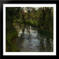 Woodland Scene с река Голямо черно дърво в рамка за печат от Frits Thaulow
