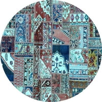 Ahgly Company Indoor Round Packwork Светло синьо преходни килими, 8 'кръг