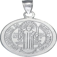 Сребрен сребърен Света Бенедикт медал Объмерен чар Висулка Колие с Фигаро