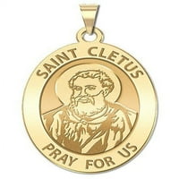 Религиозен медал на Свети Клет - Овален размер на стотинка, 14k жълто злато