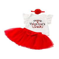 Imcute My 1st Valentine Day Baby Girl Toletits Letter Print Leeve Lee Romper+Tulle Tutu пола+лента за глава