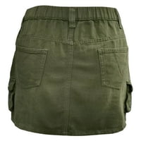 Abtel Женски дънки поли с много джобове товарен дънкова пола обикновена дама модна празнична армия зелено xl