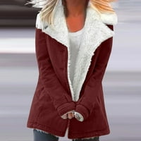 Viadha жени плюс размер зимен топъл композитен плюшен копче ревера яке изходни дрехи палто