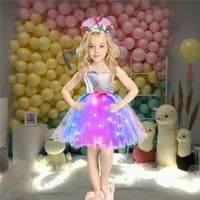 Момичета костюм LED Light Up Tutu Облечи принцеса рокля за подарък за рожден ден на Хелоуин 2-10 години