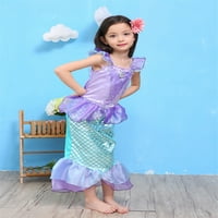 Huakaishijie момиче деца ariel малко русалка комплект момиче принцеса fancy рокля парти косплей костюм 3- години