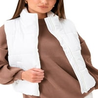 Niuer дамски модни пълни zip outwear жени късо яке жилетка без ръкави зимен топло пухка