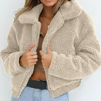 Детесбула есенни якета за жени Clearancewomens Дами топло изкуствено вълнено палто цип яке зима зимни връхни дрехи женски върхове блуза блуза